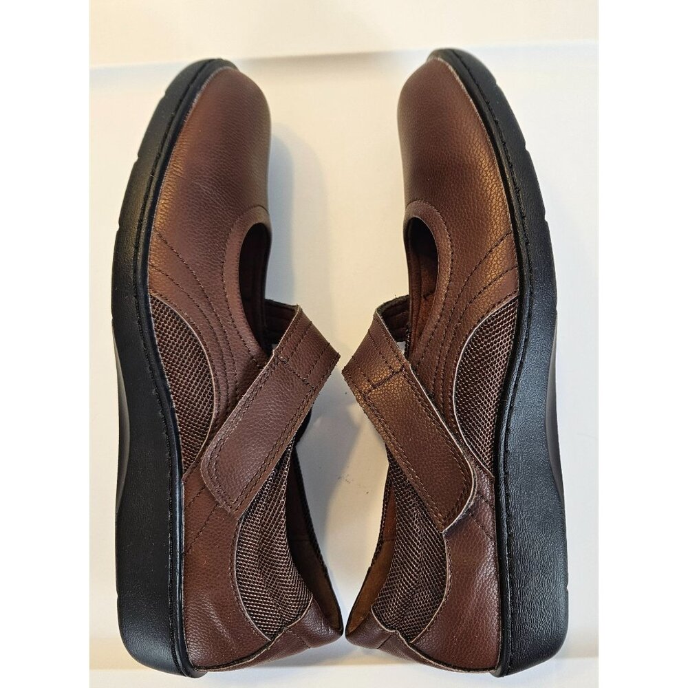 Oviaric Womens Brown Leather Mary Jane Shoes US 8.5 Comfort Sole Adj Strap - Picture 7 of 12
